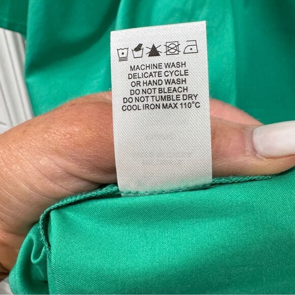 CROSBY by Mollie Burch Green Ruched Ruffled Blouse- size medium - Picture 4 of 5